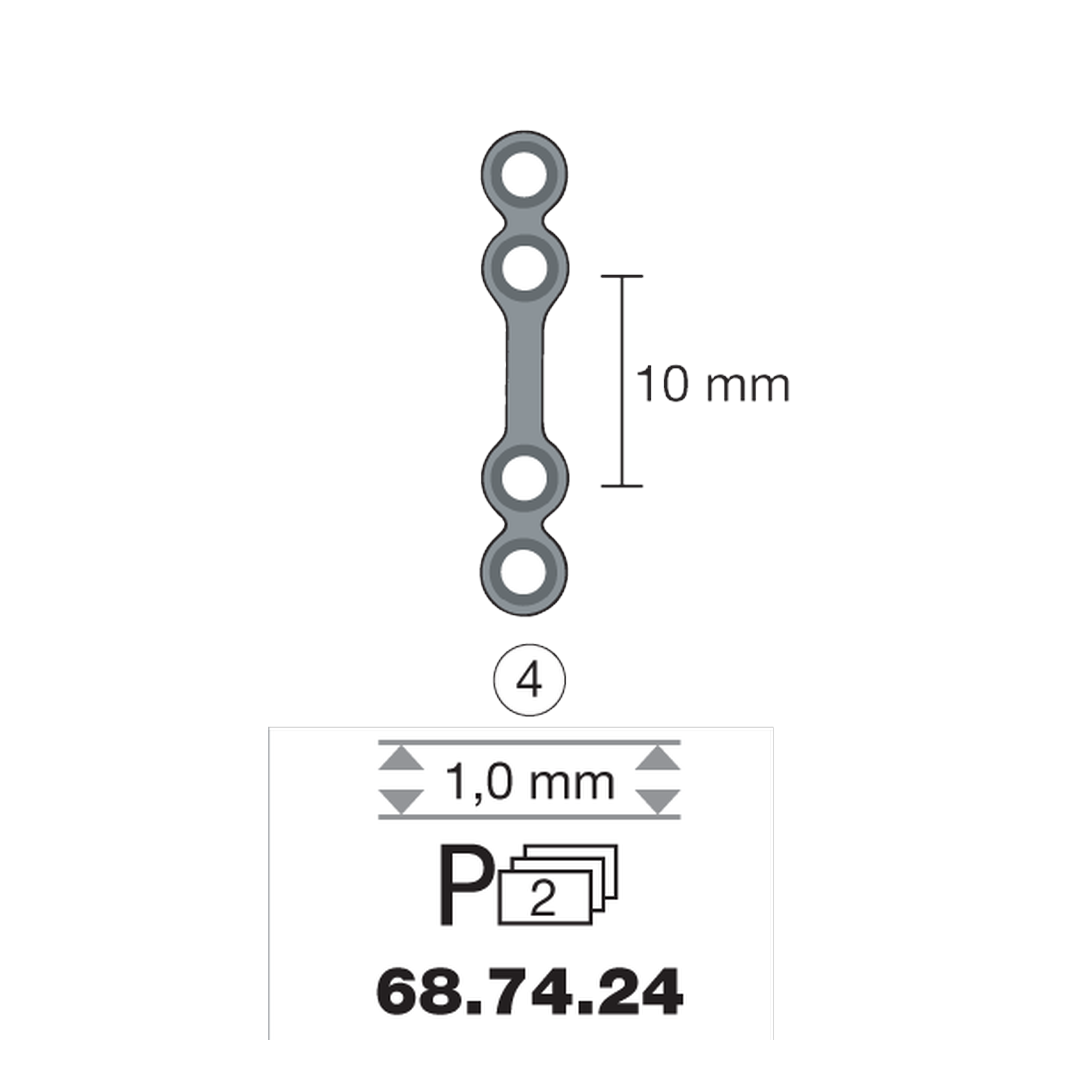 PLAQUE EN TITANE I-FORM  4 TROUS LONG 23 CM