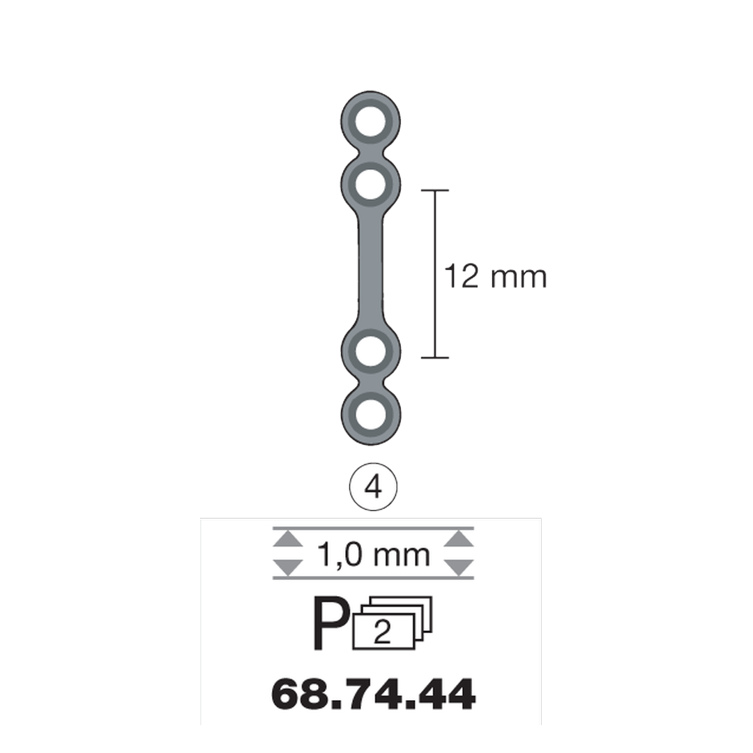 PLAQUE EN TITANE I-FORM  4 TROUS LONG 25 CM
