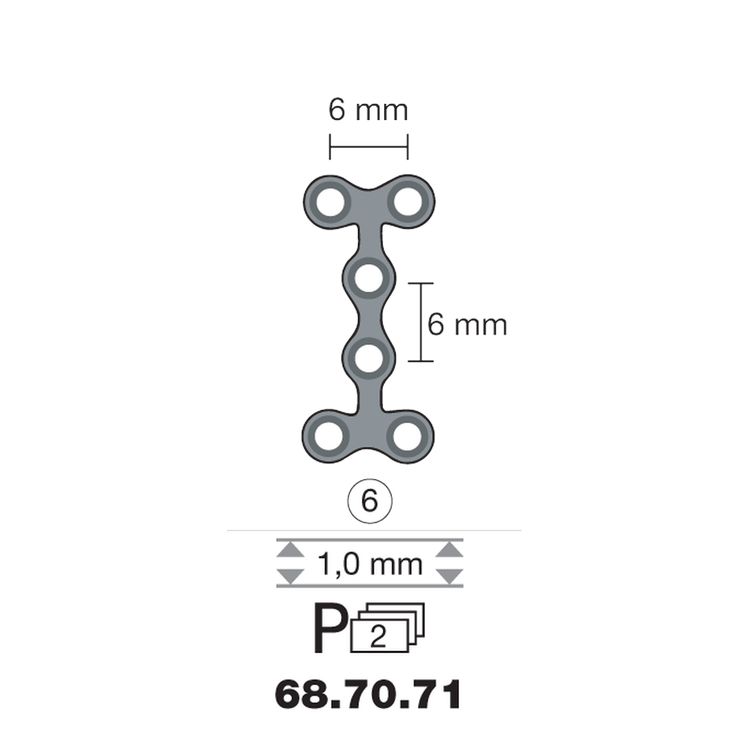 Plaque en titane 2T-Form 6 trous long 23 cm