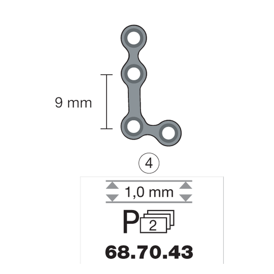 Plaque en titane L-Form 100 4 trous long 2 cm