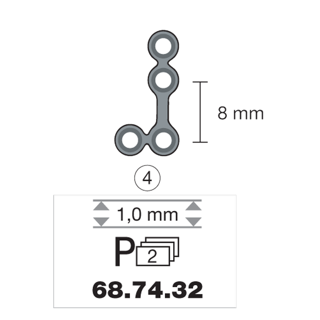 Plaque en titane L-Form 90  4 trous long 16 cm