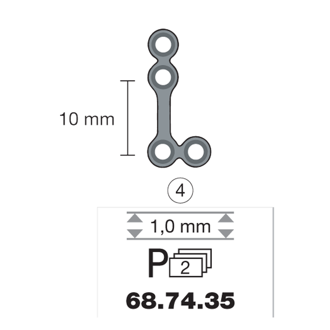 Plaque en titane L-Form 90  4 trous long 2 cm